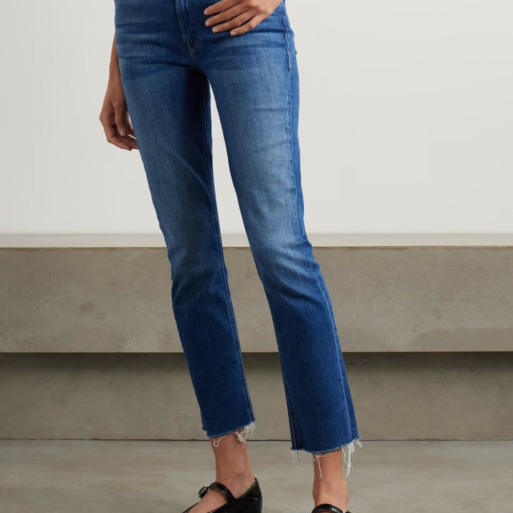 Mother Straight Leg Dazzler Jean Crop Raw Hem